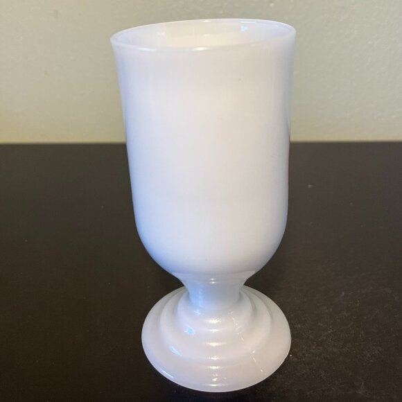 Vintage MILK GLASS Tiered Pedestal Footed Cup Mug with Bright Red Apple - Picture 6 of 8